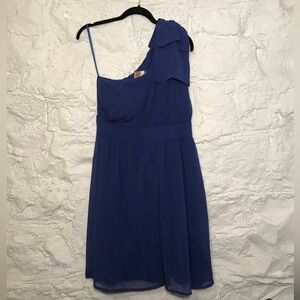 Francesca's Collection One Shoulder Blue Dress